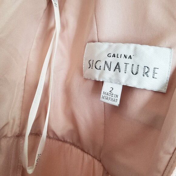 Galina Signature David’s Bridal Charmeuse Tank VNeck Gown Dress Slit Sand 2 $200 - Picture 6 of 14